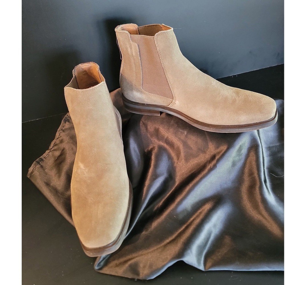 Steve Madden Insider Mens Tan Suede Chelsea Boots Square Toe Ankle Boot Size 10